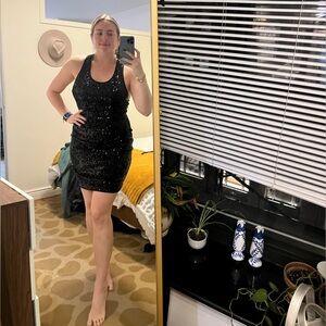 Diane Von Furstenberg black sequin cocktail dress